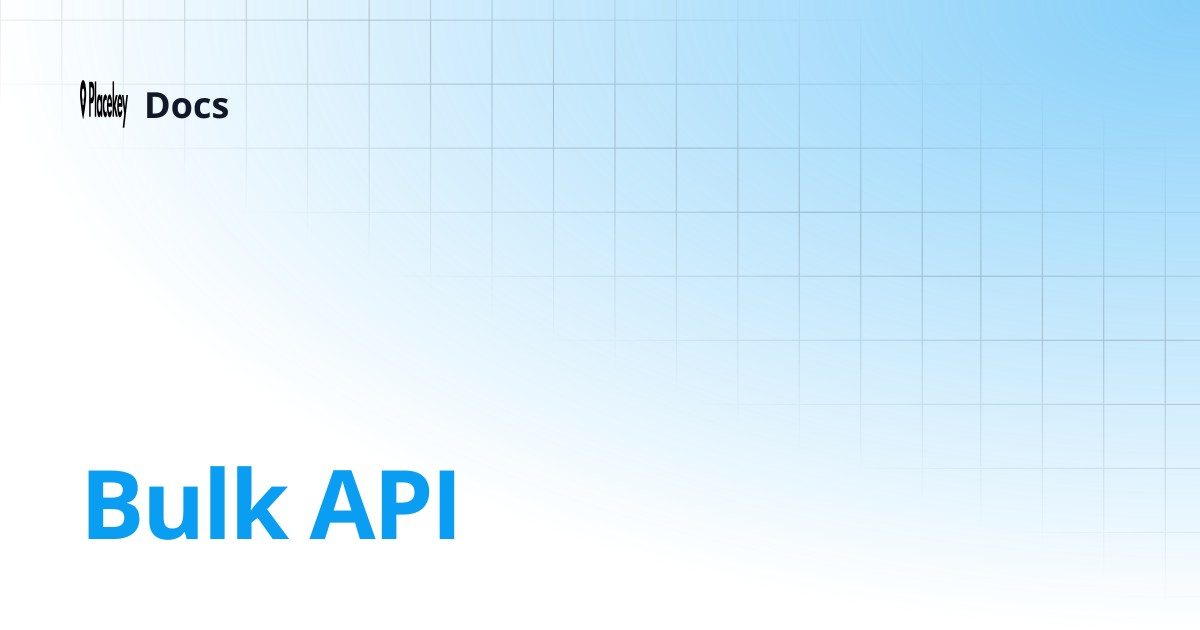 Bulk API | Docs